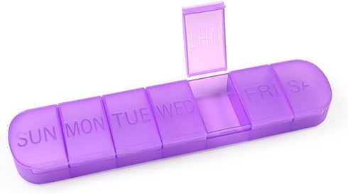 Wopanxye 7-Day 7 Weekly Pill Organizer, Once a Day, Pill Box Container, Matte Purple, Large Compartment Vitamins Case