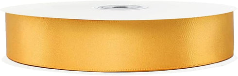 LIUYAXI Yellow Gold Double Face Satin Ribbon, 1" x 50 Yards for Crafts, Gift Wrapping