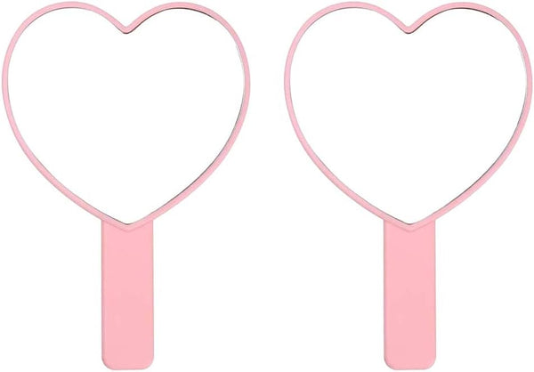 TBWHL Heart-Shaped Travel Handheld Mirror - Cosmetic Hand Mirror with Handle, Cute Portable Vanity Mirror for Men &
