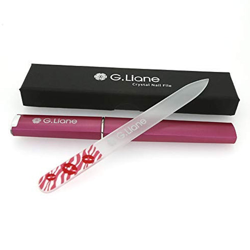 Premium Glass Nail File with Case - Professional Crystal Fingernail Files Perfect Manicure Set for Women Men Kids (Pink)