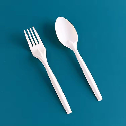100% Eco Friendly Compostable Spoons, 50 Large Disposable Utensils, Cornstarch Based, Durable and Heat Resistant
