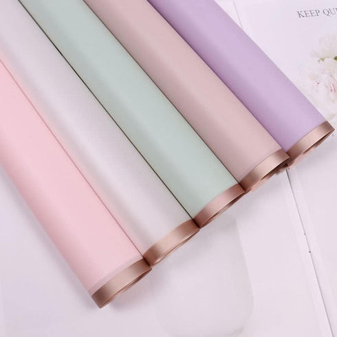 Maomoto 24 Count/12 Colors Gold Edge Flower Wrapping Paper, Waterproof Floral Wrapping Paper for DIY Crafts