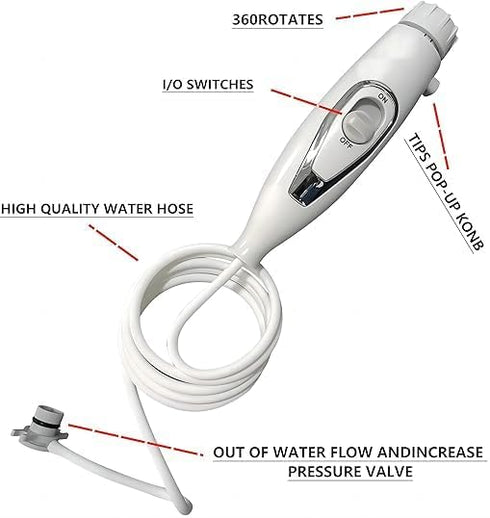 Replacement Hose and Handle Parts for Waterpik WP100, WP-450, WP-660, WP-900 Ultra Water Flosser (1 Handle, 1 Hose)