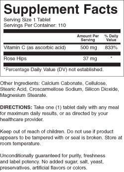 21st Century C 500 mg with Rose Hips Tablets, 110 Count (Pack of 2)