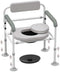 SeatYuPro Adjustable Medical Bedside Commode Chair with Padded Backrest, Drop Arm Support, Height