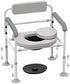 SeatYuPro Adjustable Medical Bedside Commode Chair with Padded Backrest, Drop Arm Support, Height