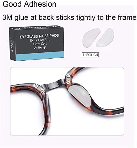 Eyeglass Nose Pads - Adhesive Anti-Slip Soft Silicone Nose Pad Cushion for Glasses, 12 Pairs, Clear