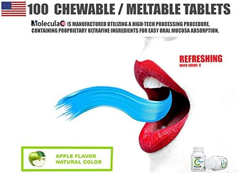 Vitamin C Chewable/Meltable | Natural Apple Flavor | Ultrafine Easy Oral Absorption 100mg, Mouth Refreshing, 100CT