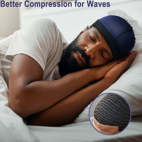 Selalu 4Pcs Wave Cap, Silk Stocking Wave Caps for 360 Waves, Silky Durag for Men