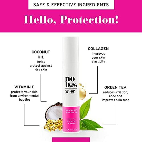 No BS Collagen Face Moisturizer With SPF 20. Daily Face Moisturizers For Women. Anti-Aging Face Sunscreen Cream. Includes Free Skincare Samples