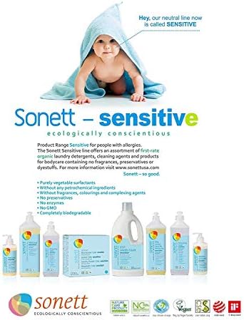 Sonett Organic Laundry Liquid Detergents, Sensitive, 1 Count, GMO Free, Certified Organically Grown