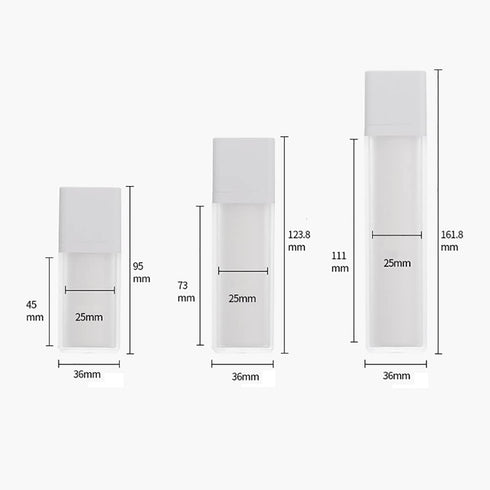 2 Pcs Frosted Plastic Airless Pump Bottles, Refillable Foundation Bottles, Empty Cream Lotion Bottles, Square Essence