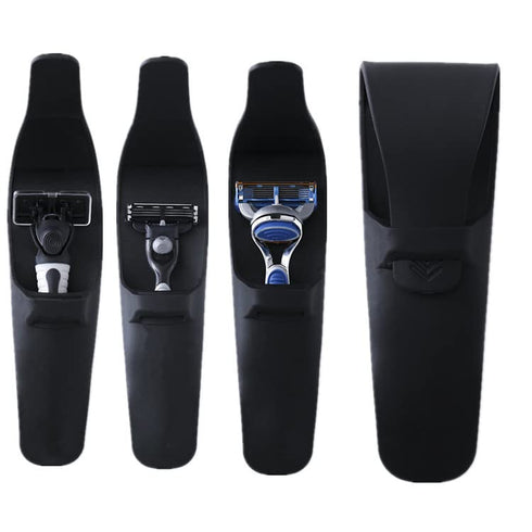 2-Pack Silicone Razor Case, Portable Soft Shaver Cover Bag Protector, Waterproof Travel Razor Carrying Case (Blue+Grey)