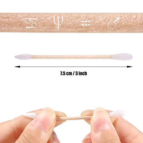 Norme 3 Inch Cotton Swabs, 500 Pcs Long Qtips with Wooden Handle in Storage Box for Cleaning