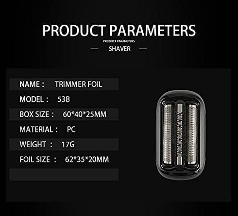 Replacement Electric Shaver Head Compatible with Braun 53B Series 5 and Series 6 (53B)