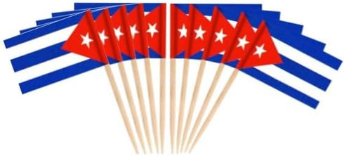 JAVD CYPS 100 Pcs Cuban Toothpick Flags, Mini Stick Cupcake Toppers, Country Picks Party Decoration, Cocktail Food Bar