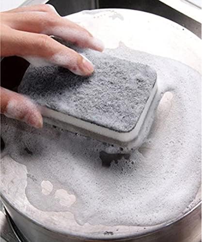 5 Pcs Heavy Duty Dual-Sided Scrub Sponges for Kitchen, Multi-Use Deep Cleaning (Grey White)