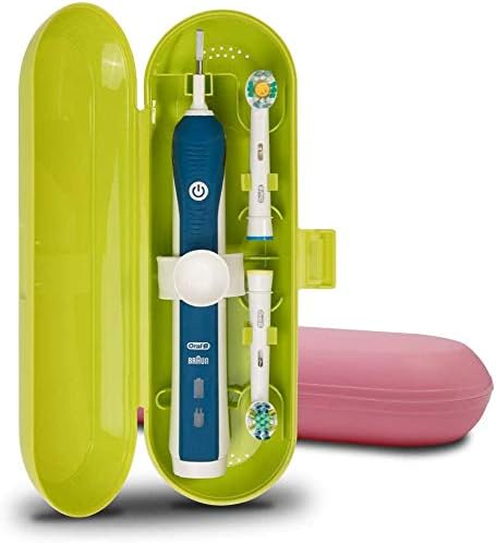 Nincha Plastic Electric Toothbrush Travel Case for Oral-B Pro Series, 2 Packs (Green & Pink)