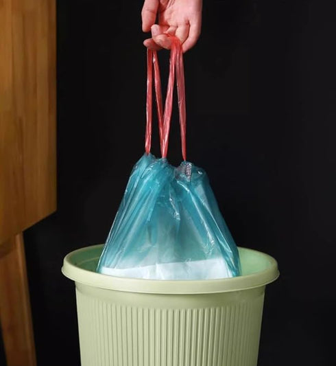 75 Count Drawstring Trash Bags, Thickened Unscented Garbage Bags 19.7" x 17.7" for Kitchen Bathroom Office