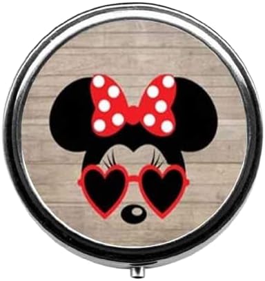 Cartoon Bow Little Mouse Pattern Pill Box - Round Three-Compartment Pill Case