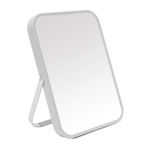 YEAKE 8-Inch Table Desk Vanity Makeup Mirror, Portable Folding Mirror with Metal Stand for Travel and Bathroom (Gray)