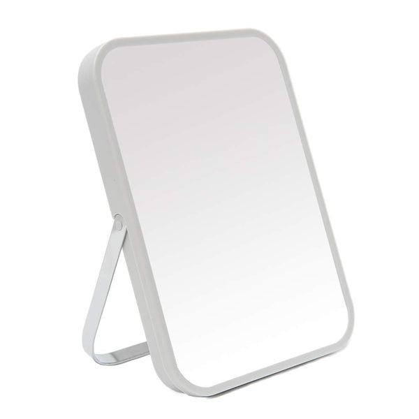 YEAKE 8-Inch Table Desk Vanity Makeup Mirror, Portable Folding Mirror with Metal Stand for Travel and Bathroom (Gray)