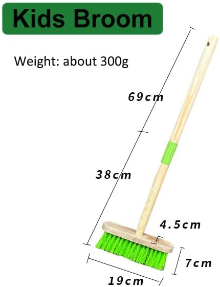 Kids Broom with Wooden Handle, Small Broom for Housekeeping Cleaning