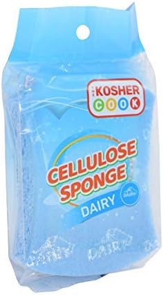 Dairy Blue Dishwashing Sponges by The Kosher Cook, Multifunctional Absorbent Cleaning Cellulose Scrub Pad