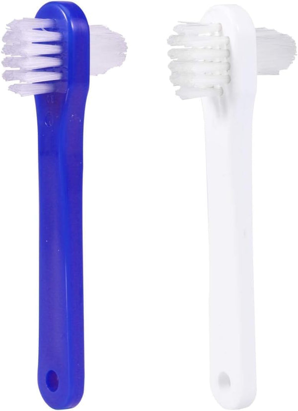 Beavorty 2pcs Two-Sided Denture Brush for Cleaning False Teeth, Travel Set