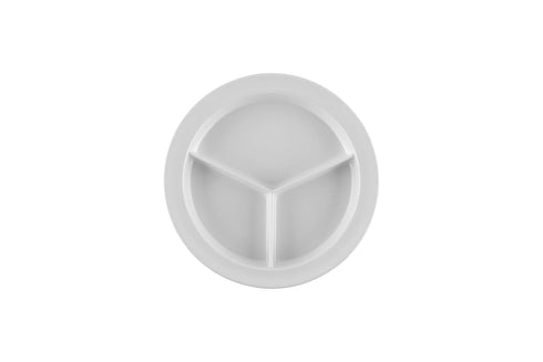 G.E.T. CP-530-W-EC Heavy-Duty 3 Compartment Plastic Divided Plates, Deep Sided, 9", White (Set of 4)