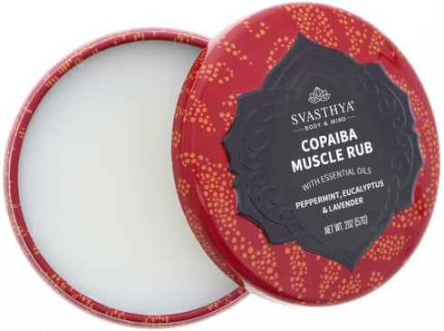SVASTHYA BODY & MIND Copaiba Muscle Rub - Fast Acting Cooling Treatment for Sore Muscles & Joint Pain, 2 oz