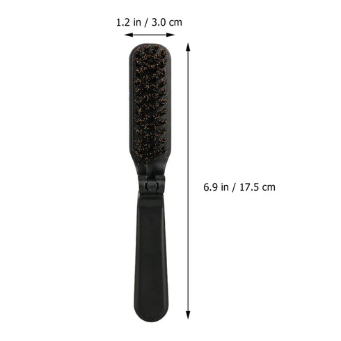 Small Home Stylish Mustache Pocket Hair Folding Brush, Black Comb for Men, Portable Detangling Grooming