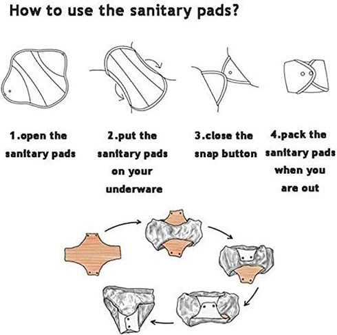 10 Pcs Reusable Menstrual Pad Set, 1Pc Mini Wet Bag + 9Pcs Light Flow Waterproof Mama Cloth Pads