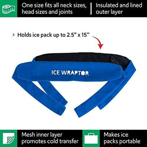 Ice Wraptor Bandana + Insert, Portable Ice Therapy for Pain Relief, Adjustable Fit, Lightweight, 1 Cryosheet Insert