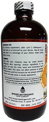 Natural Liquid Vitamin C with Rose Hip,Amla,Camu Camu, Acerola, 1 Pack 16 OZ Glass Bottle