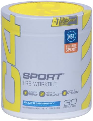 Cellucor C4 Sport Pre Workout Powder, Blue Raspberry, Pre Workout Energy with Creatine, 30 Servings, NSF Certified