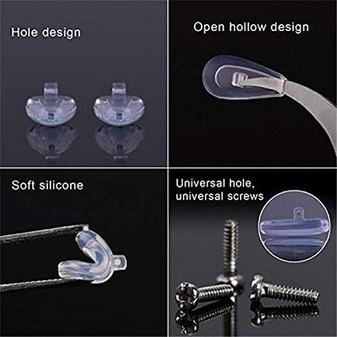 Eyeglass Nose Pads Screw-in Repair Kit, Anti-Slip Soft Silicone Air Chamber Bag with Screws and Screwdriver for Glasses