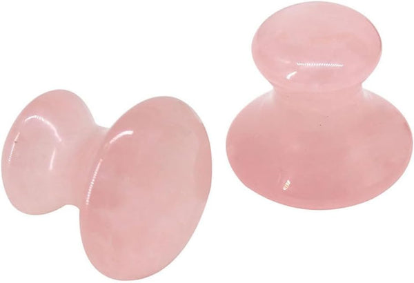 QYLHH 2 Pcs Rose Quartz Jade Mushroom Hot Massage Stones Set Warm Rocks