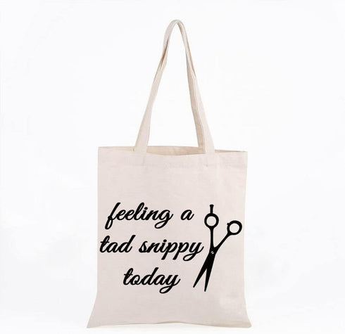 WCGXKO Funny Hairdresser Gift, Cosmetology Graduation Gift Tote with "Feeling a Tad Snippy Today"