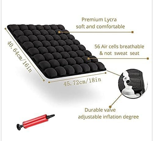 SUNFICON Air Cushion Inflatable Chair, Portable Breathable Comfort Cushion for Office Wheelchair Pad, Black