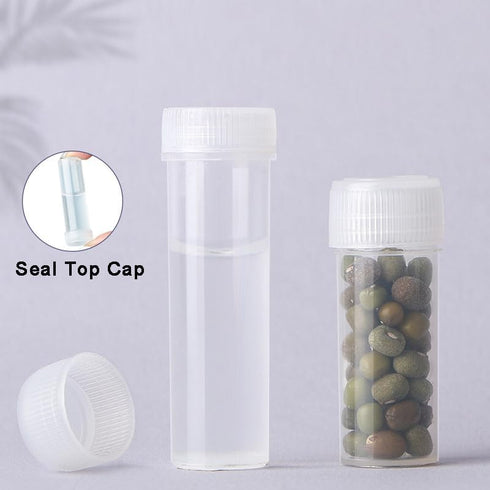 SOUJOY 200 Pieces Small Pill Bottle, 5ml Plastic Sample Bottle, Clear Tiny Travel Tubes for Storage