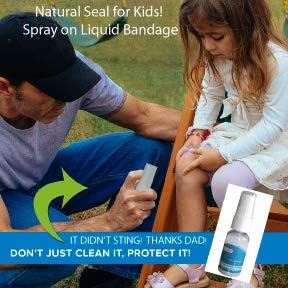 Kids Natural Seal Liquid Bandage Spray - 1oz Moisturizing Barrier Spray for Cuts & Scrapes, Made in USA