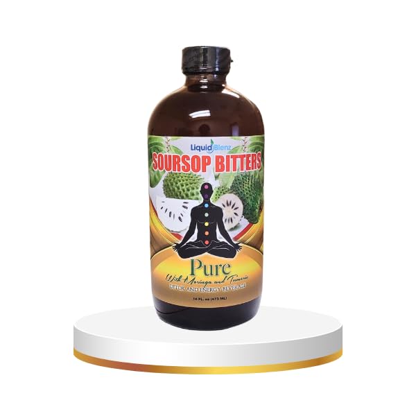 Pure Herbs Soursop Bitters Energy Beverage with Moringa & Turmeric, 16oz Detox Drink