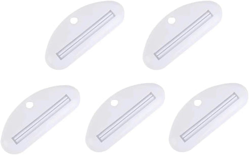 Tnyvm 5Pcs White Toothpaste Squeezer, Plastic Toothpaste Tube Squeezer Dispenser, Toothpaste Clips for