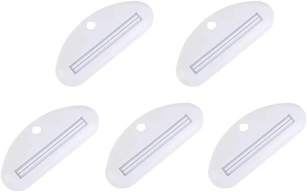Tnyvm 5Pcs White Toothpaste Squeezer, Plastic Toothpaste Tube Squeezer Dispenser, Toothpaste Clips for