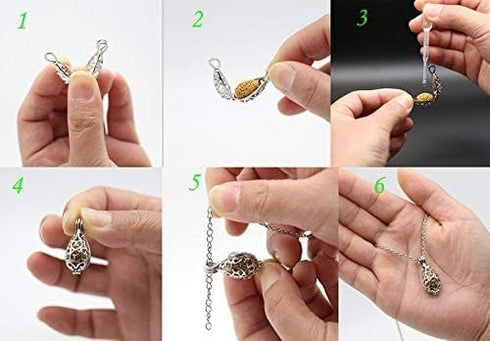 HEDQFM 2 PCS Essential Oil Diffuser Necklace with Gift Box, Aromatherapy Pendant Locket Necklace