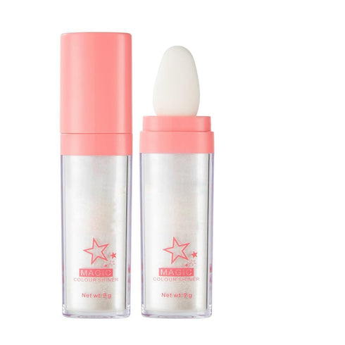 Glitter Powder Highlighter Makeup, Body Brightens Natural Three-dimensional Face Blusher (01# White)