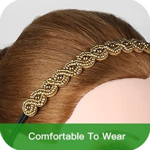 Teenitor 6pcs Rhinestone Beaded Headband, Multicolor Elastic Jewelry Hair Bands for Women & Girls