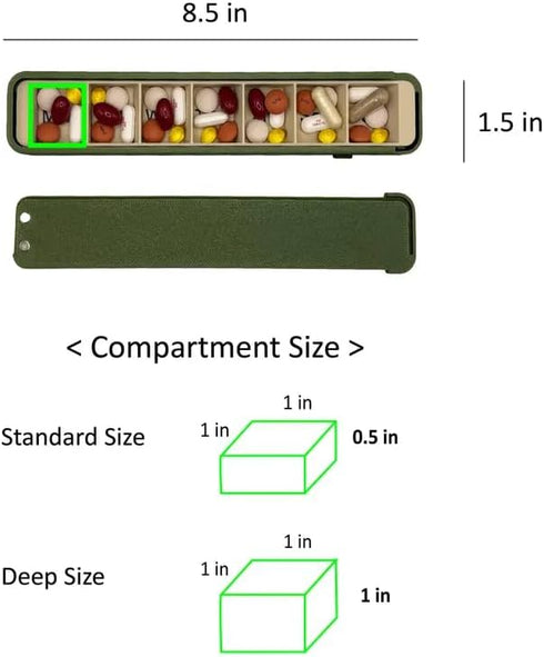NevaFlew 7 0.5 inches) Weekly Pill Organizer Custom Day Pill Box with Name, Travel Medicine Case for Vitamins