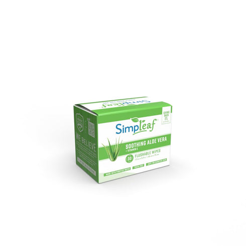 Pack (30 4 Pack 120 Counts Simpleaf Flushable Aloe Vera Single Wet Wipes |Paraben & Alcohol Free | Hypoallergenic